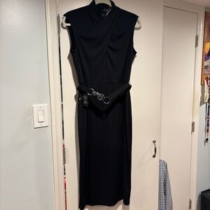 Calvin Klein Black Midi Dress with Belt